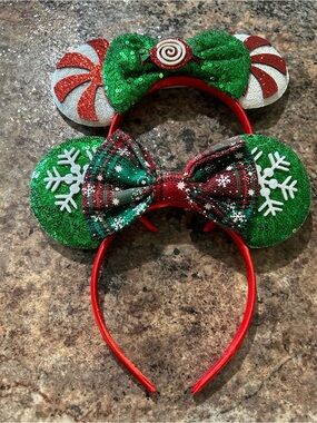Festive Light Up Sequin Holiday Minnie Ears Headbands